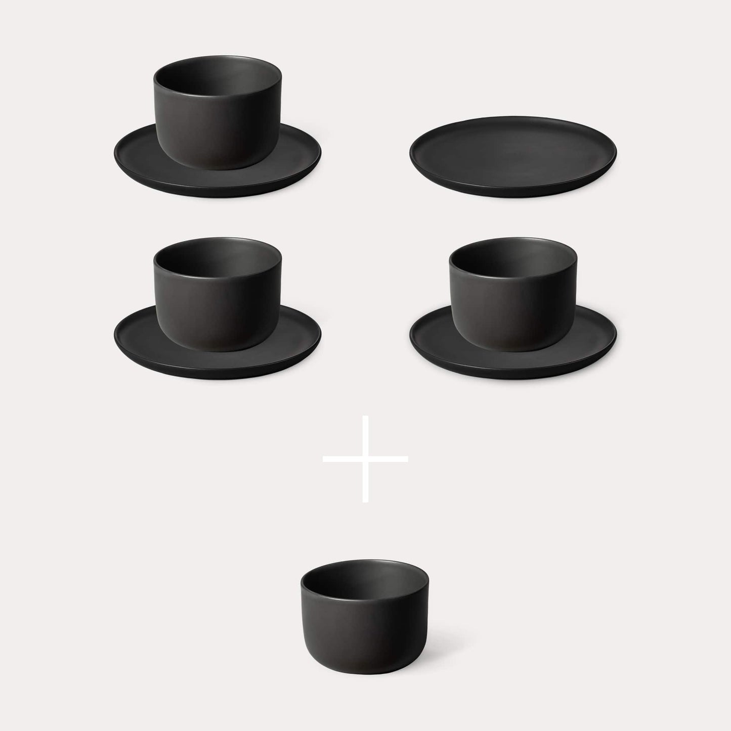 Vintage Geschirr KAYA H von MAOMI Braun, Weiß Keramik Set von 4