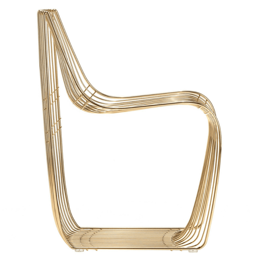 Vintage chair Sign Filo by MDF Italia Gold, Chrome Set of 2