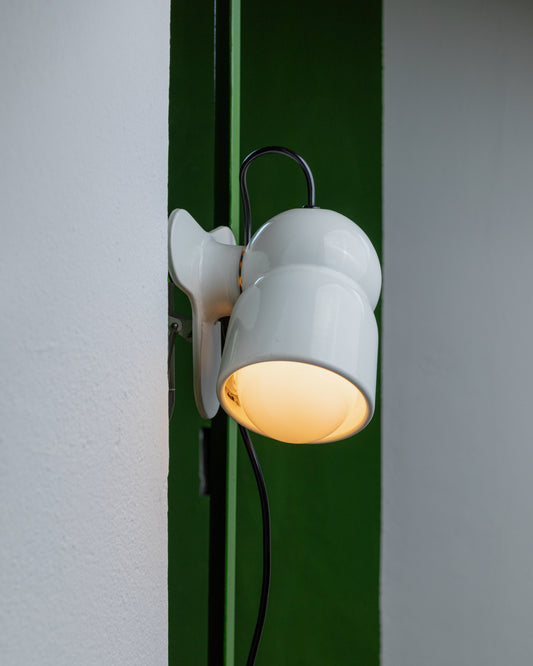 Vintage Hängeleuchte Robot von Elio Martinelli weißes Metall 1960er