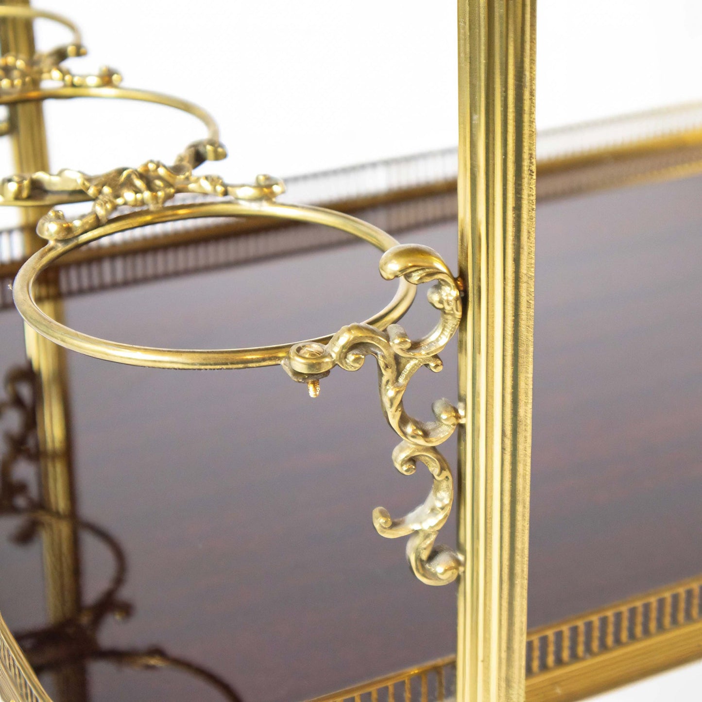 Vintage serving trolley with removable brass tray