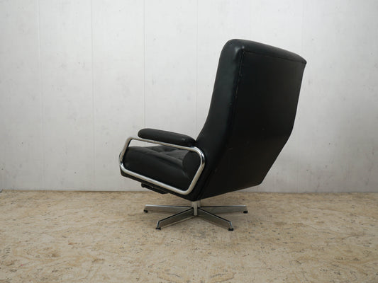 Vintage Ledersessel Chrom schwarz 60er Mid Century Retro