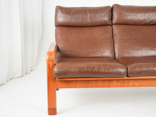 Vintage Sofa von Thams Gustav für L. Olsen und Søn Teak Leder Braun