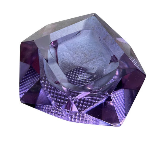 Vintage Octagonal Glass Bowl Purple