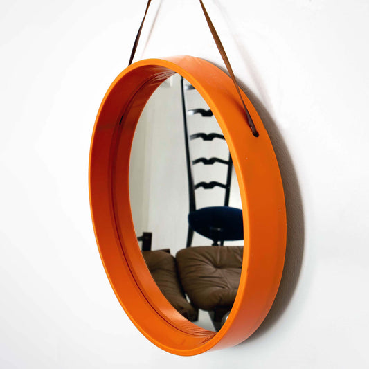 Vintage Wandspiegel Space Age in Orange
