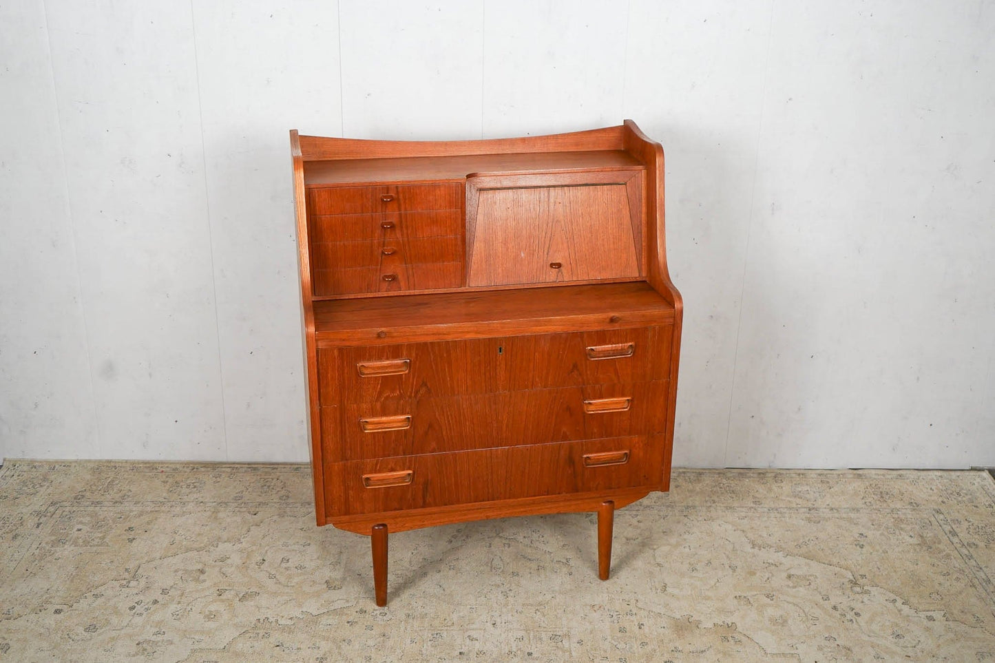 Vintage Sekretär von Gunnar Nielsen Tibergaard braun Teakholz 60er Mid Century