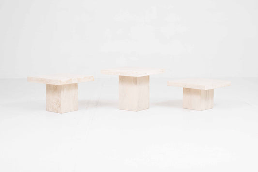 Set von 3 Vintage Couchtisch aus Travertin, 1970er Jahre