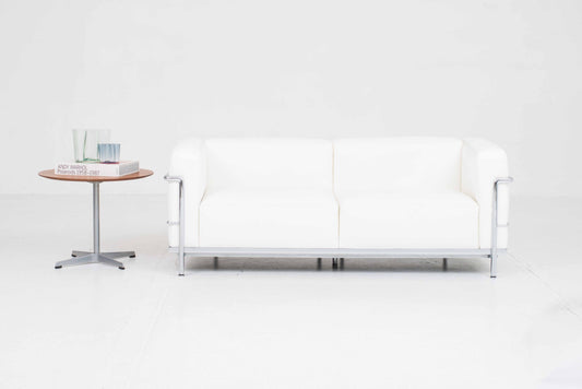 Vintage Sofa "LC3" von Le Corbusier für Cassina in weißem Leder