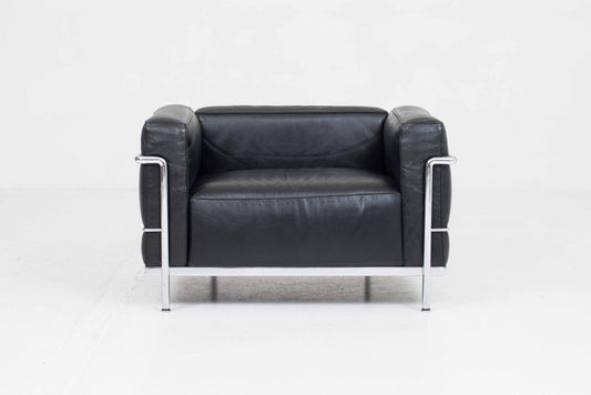 Vintage Sessel LC3 Grand Confort von Le Corbusier für Cassina, schwarzes Leder