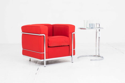 Vintage armchair LC2 by Le Corbusier for Cassina in red