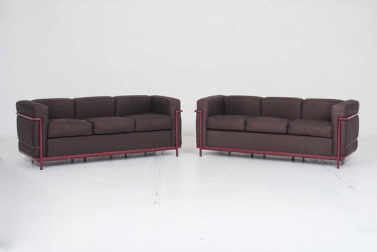 Vintage LC2 sofa by Le Corbusier for Cassina burgundy purple