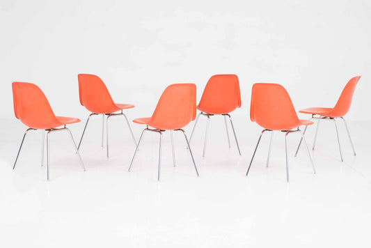 Vintage Stuhl Fiberglass DSX von Charles und Ray Eames für Herman Miller/Vitra, Rotorange