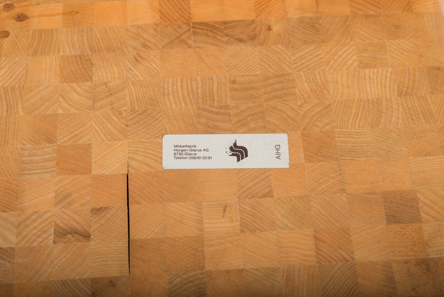 Vintage solid wood chair from Horgenglarus checkerboard pattern