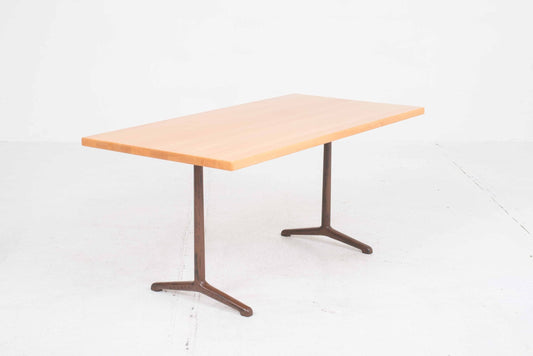 Vintage Tisch Delta t-1670 von Horgenglarus braun Buchenholz