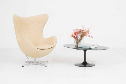 Table basse ovale vintage en marbre noir par Eero Saarinen pour Knoll