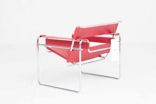 Vintage Wassily Chair by Marcel Breuer for Knoll in red leather