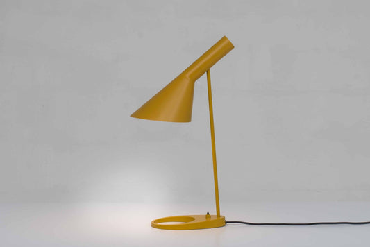 Vintage table lamp AJ by Arne Jacobsen for Louis Poulsen in ochre