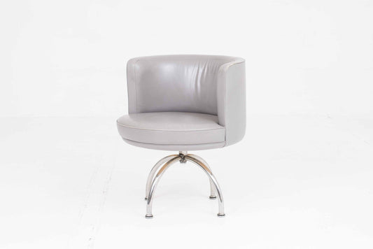 Vintage Sessel Expo 70 von Hindermann in grauem Leder von Robert und Trix Haussmann