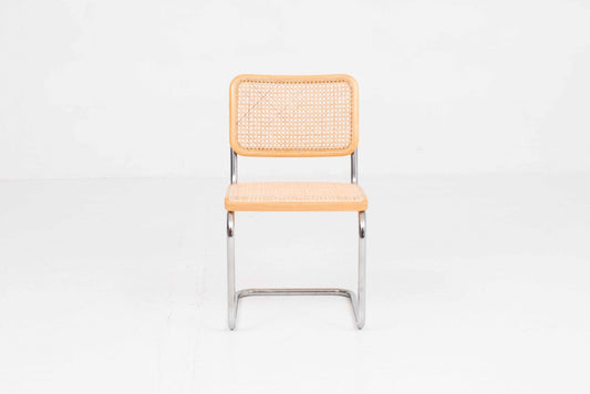 Vintage Freischwinger Stuhl S32 von Marcel Breuer für Thonet helles Holz