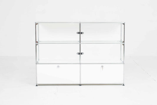 Vintage Kommode USM von USM weiß Glas Mid Century Modern