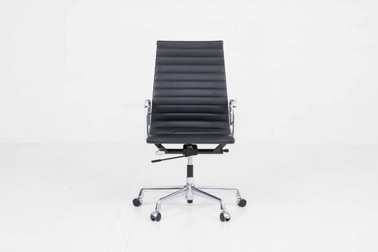 Vintage Bürostuhl EA 119 von Charles und Ray Eames für Vitra, schwarzes Leder