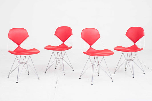 Vintage DKR-2 Wire Chair von Charles & Ray Eames für Vitra Set von 4