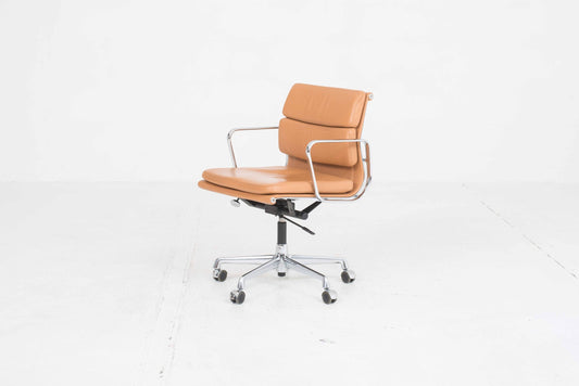 Vintage office chair by Eames for Vitra cognac-colored leather