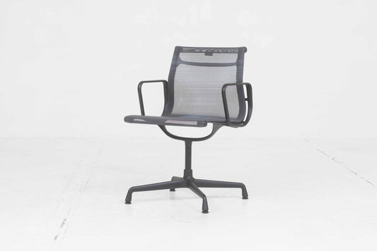Vintage Dine Chair EA 103 by Eames for Vitra grey mesh fabric black base