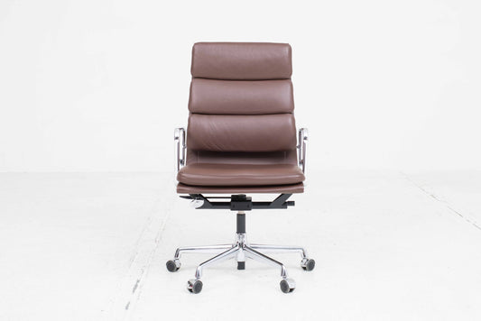 Eames EA 219 Soft Pad office chair by Vitra in brown leather