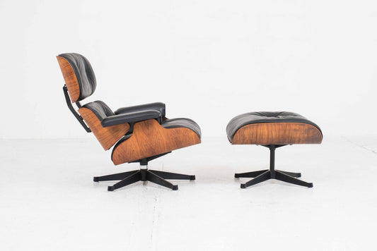 Vintage Lounge Chair and Ottoman by Charles Eames for Vitra classic dimensions rosewood