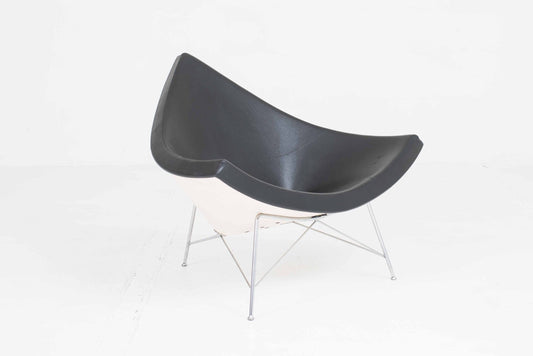 Fauteuil vintage Coconut de George Nelson pour Vitra en cuir noir