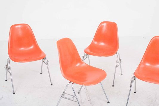 Vintage Fiberglass DSS Chair by Charles Eames for Vitra in Red-Orange