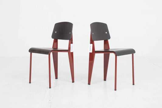 Vintage Standard Chair by Jean Prouvé for Vitra dark oak Japanese Red