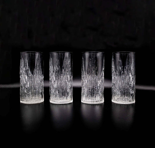 Vintage Glas Set von 4 skandinavisch strukturiert