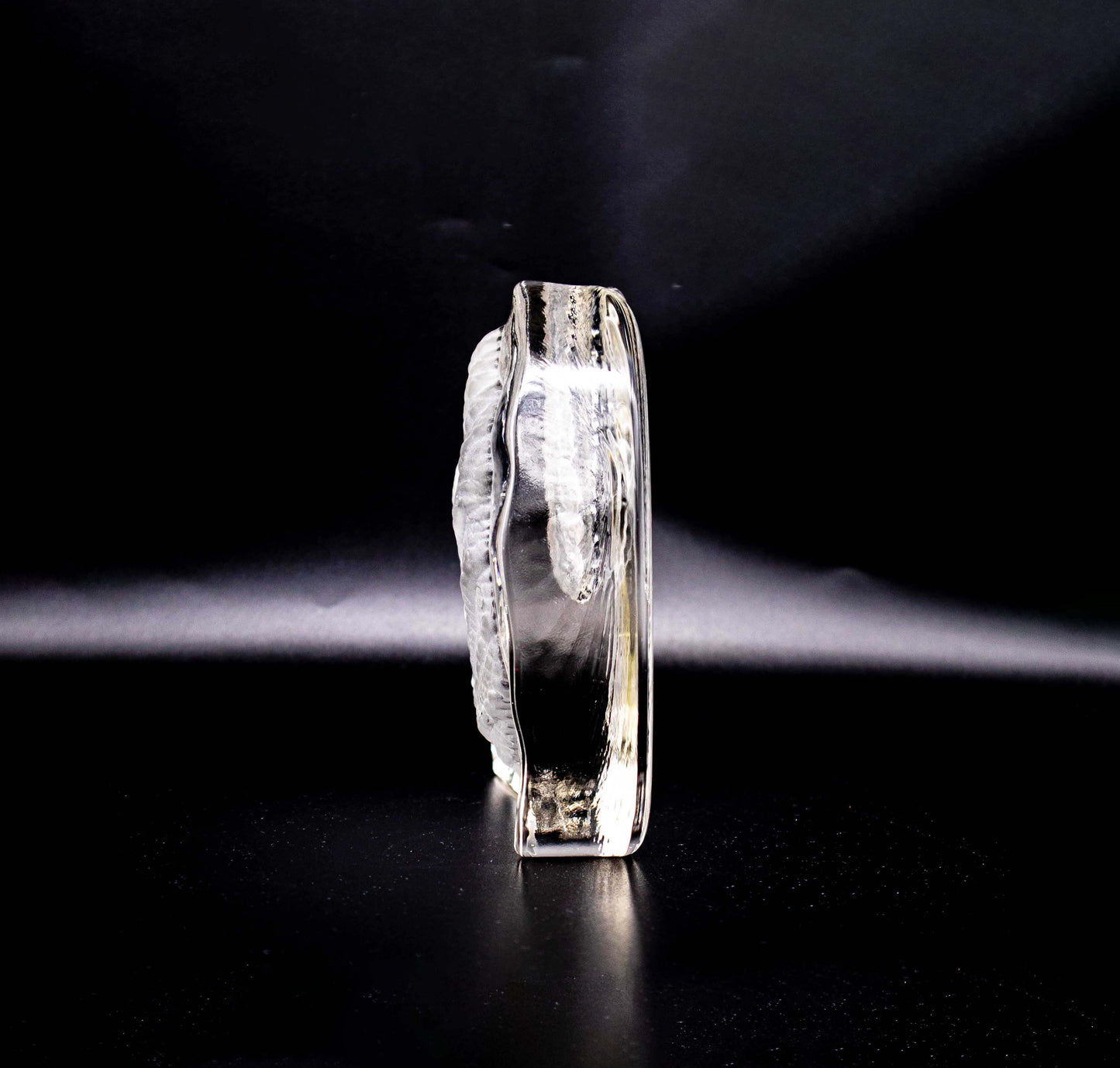 Vintage Blockvase Solifleur mit Blattdekor von Walther Glas