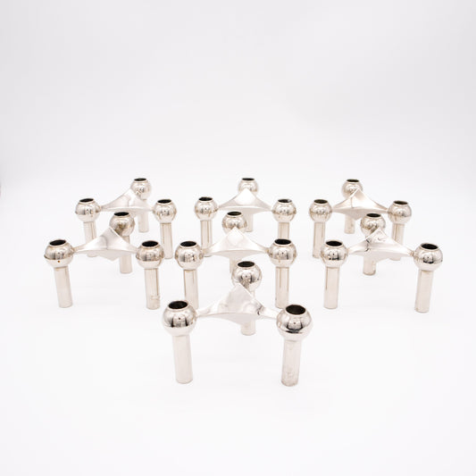 Vintage Kerzenhalter Set Stoff Nagel von Werner Stoff für Hans Nagel