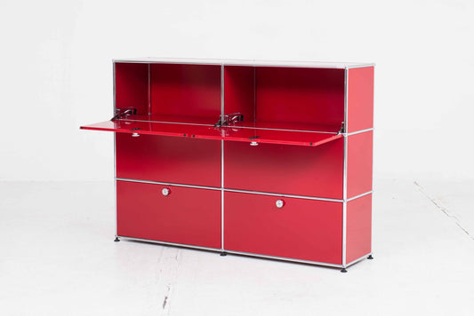 USM chest of drawers ruby red with four drawers and two flaps