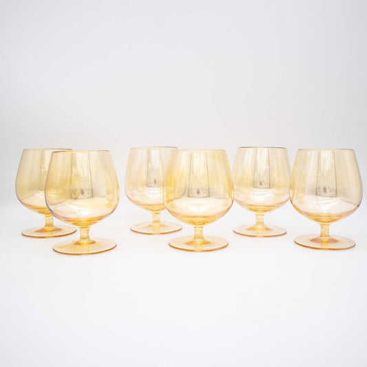 Vintage Whiskey Snifters Lustered Set of 6