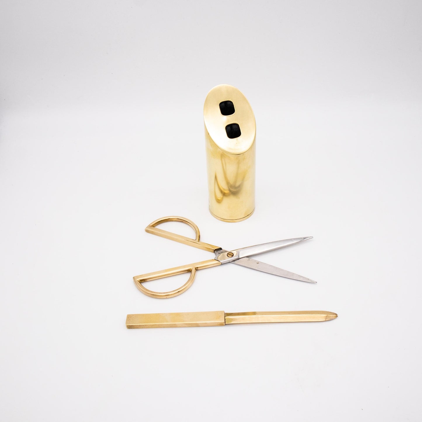 Ensemble de bureau vintage en laiton avec ciseaux et coupe-papier