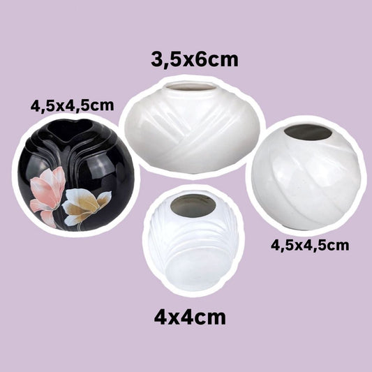 Vintage Muschel Vase Schwarz Weiß Art Deco 80er Set von 4