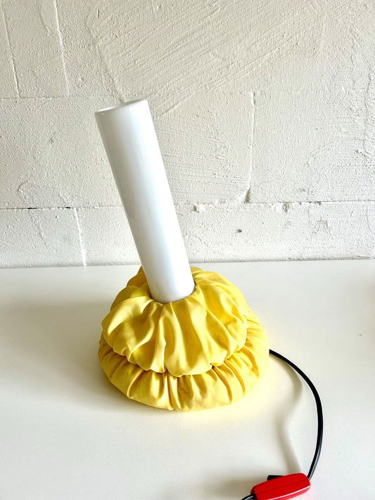 Vintage Tischleuchte Cloche da tavola von Sirrah weiß, gelb