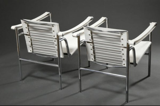 Vintage LC1 Basculant Stuhl von Le Corbusier und Pierre Jeanneret und Perriand für Cassina, weiß