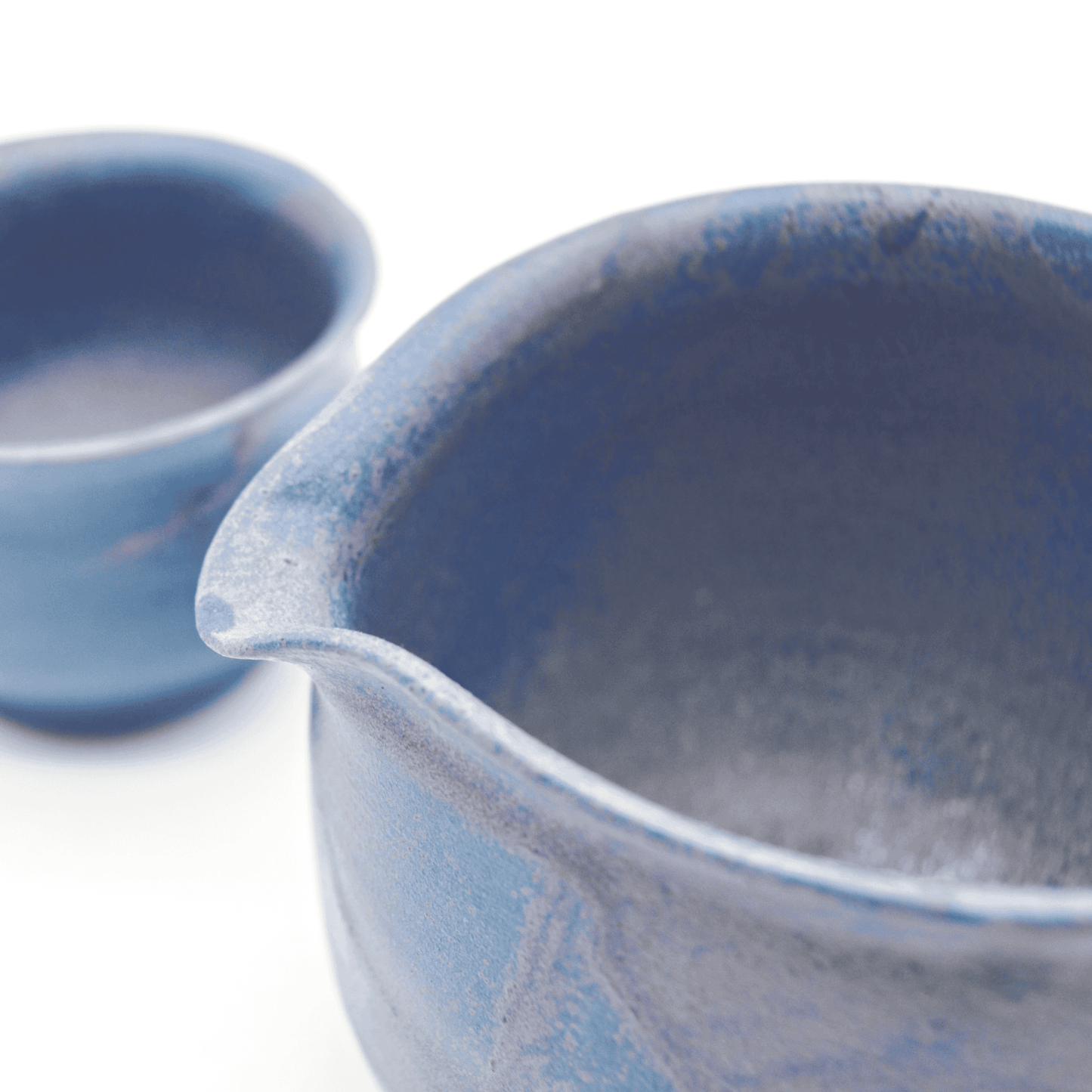 Vintage Krug/Töpfchen blau/lila marmoriert handgefertigt Set von 2