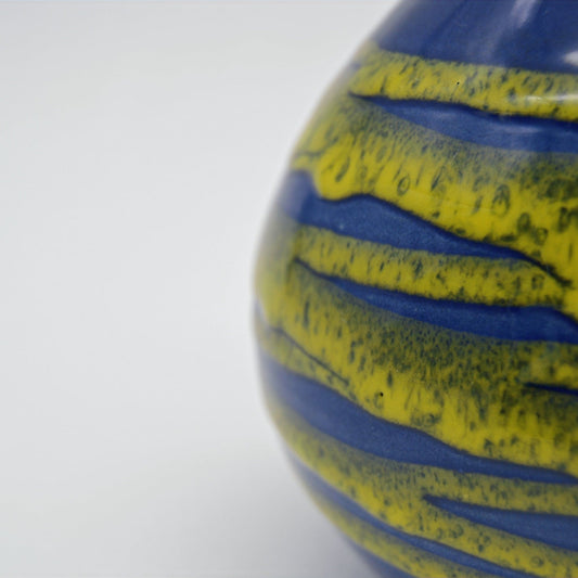 Vintage vase with handle blue/yellow