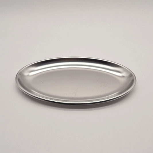 Plat de service vintage ovale en acier inoxydable