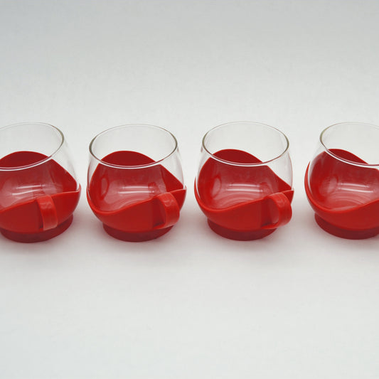 Vintage Cup Melitta Glass/Plastic Red Set of 6