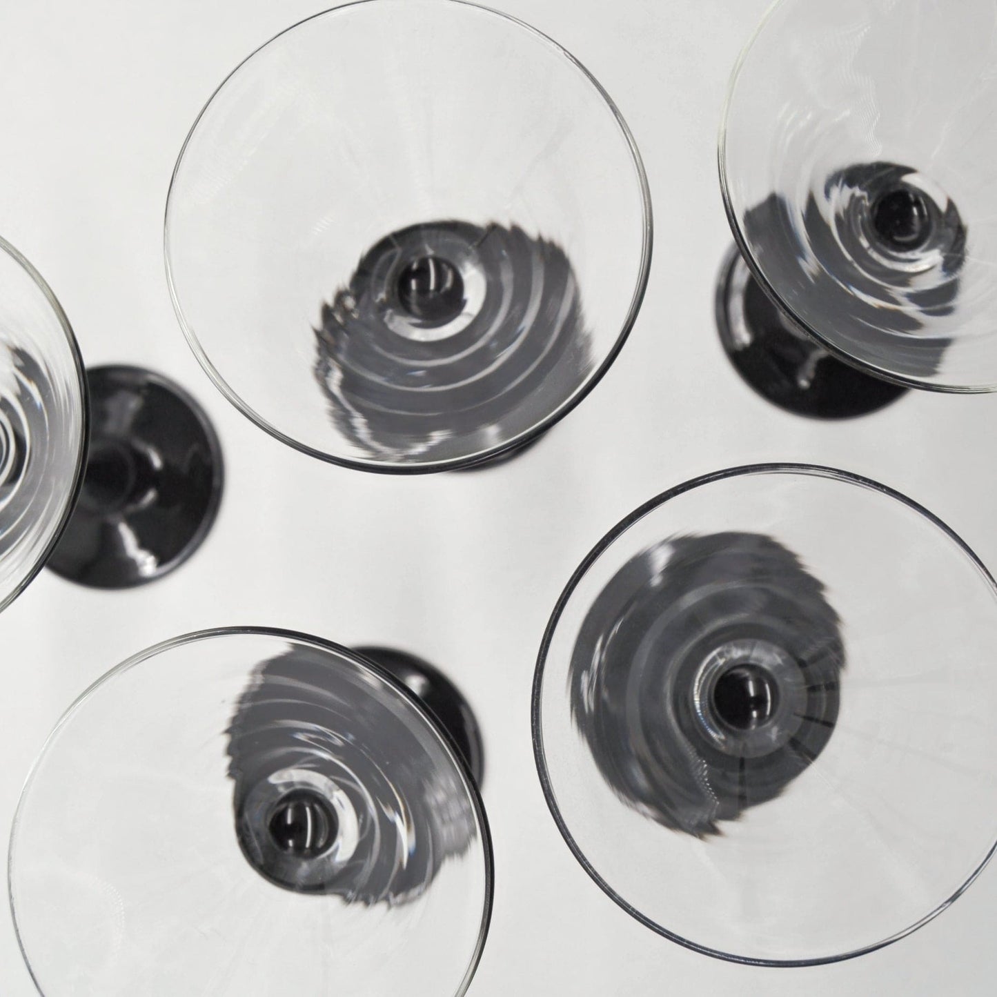 Vintage cocktail glass with black style by Luminarc France set of 3