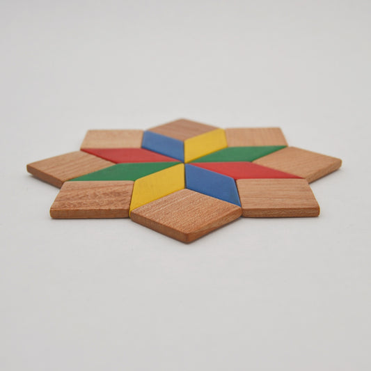 Vintage trivet star colorful made of wood