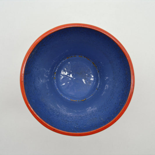 Vintage Übertopf Steinzeug rot/blau