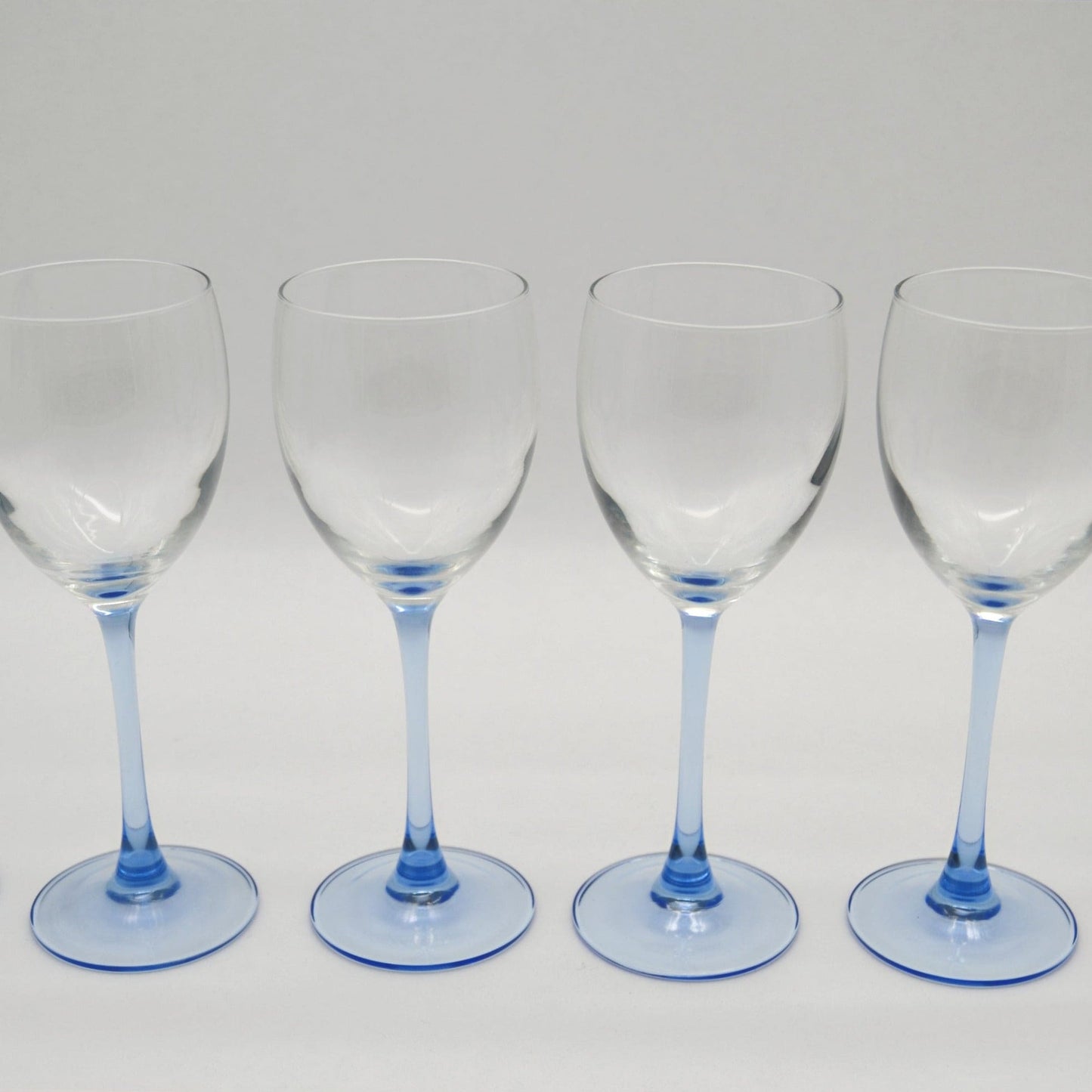 Vintage wine glass with blue stem by Luminarc France Set of 6