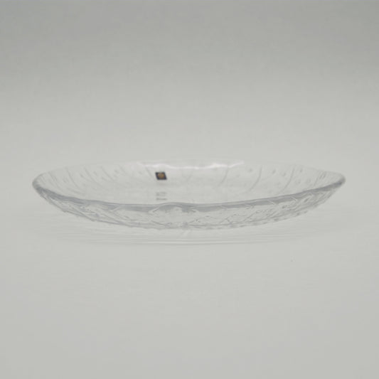 Vintage glass plate crystal glass from Bergdala Sweden leaf structure